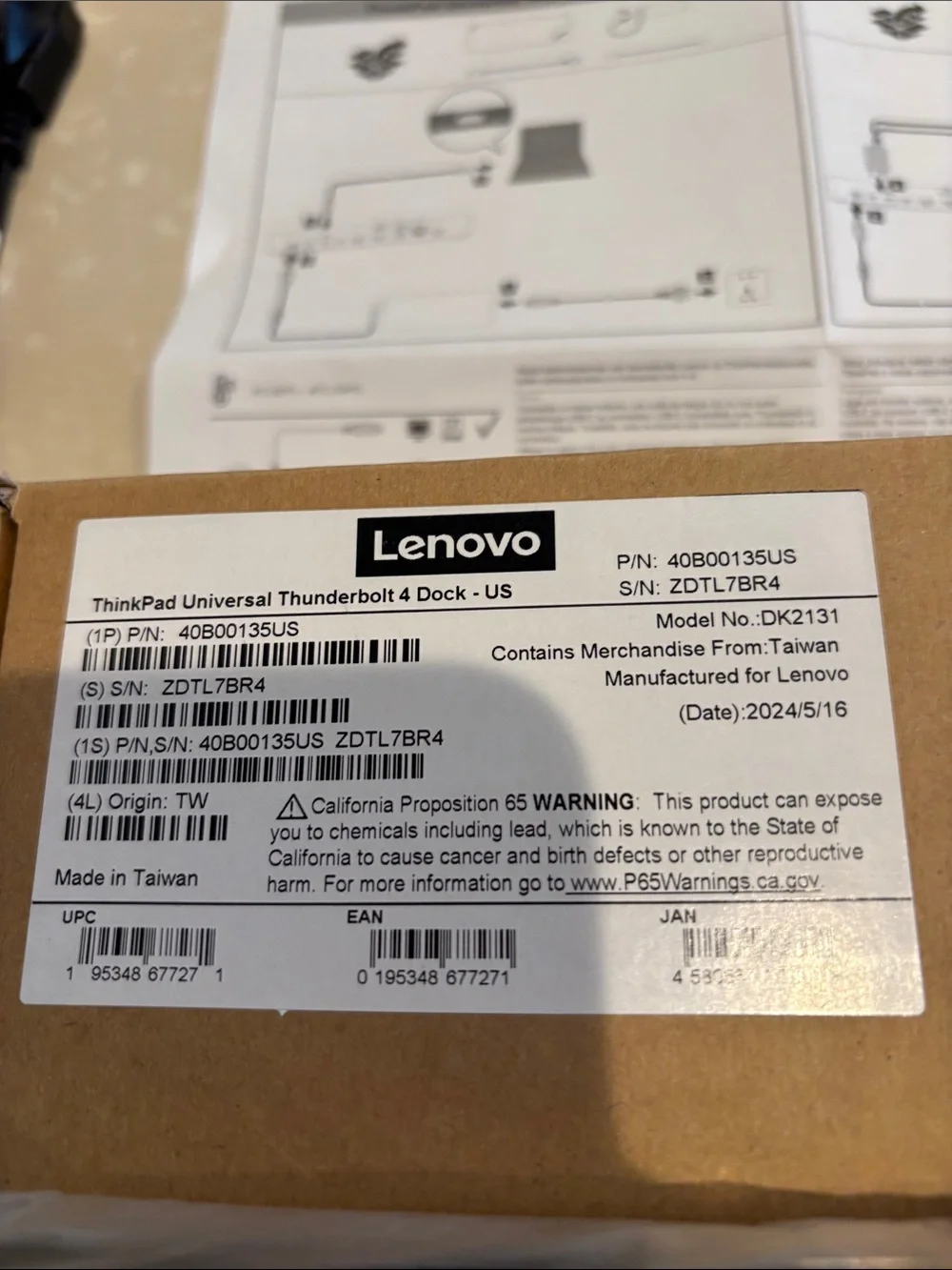 Lenovo Black Docking Station Kit with Power Adapter and Cables